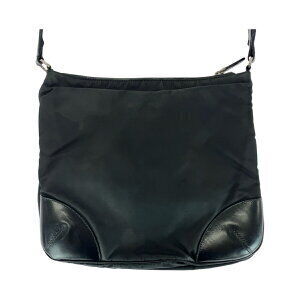 Prada shoulder triangular black leather plate nylon Tessuto bag messenger logo